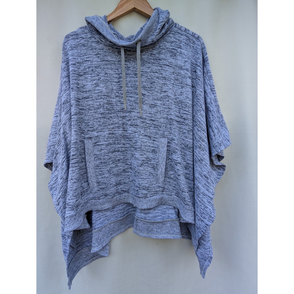 Athleta Womens Grey Space Dye Hoodie Poncho Cowl Neck Kangaroo‎ Pocket Size M